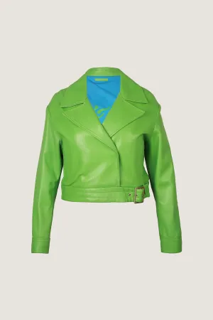 Novado - Women's Chic Biker Leather Jacket - Green - 1 Piece