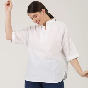 Organic Cotton White Kimono Top for Women