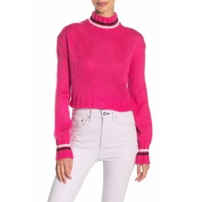 Planet Gold Derek Heart Juniors Turtleneck Cropped Sweater, Size Large