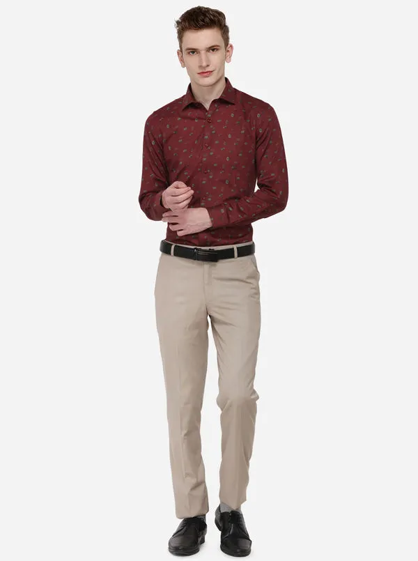 Red Printed Slim Fit Party Wear Shirt | Wyre