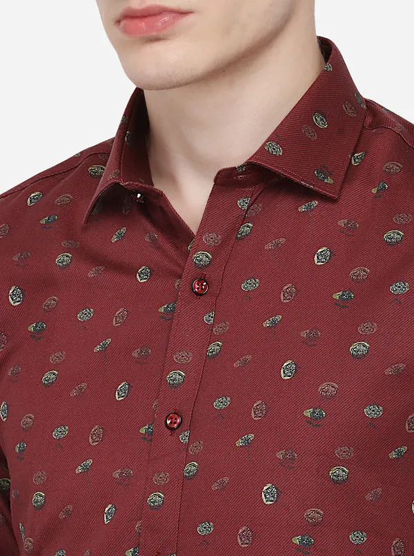 Red Printed Slim Fit Party Wear Shirt | Wyre