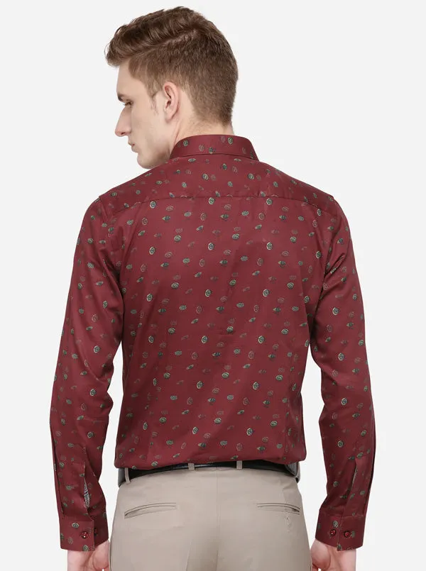 Red Printed Slim Fit Party Wear Shirt | Wyre