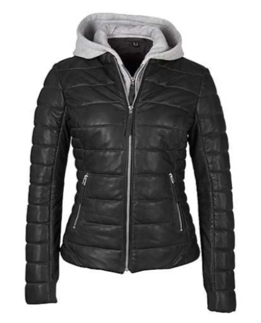 Robin Quilted Leather Jacket - Black