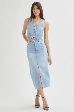 ROLLAS Chicago Denim Midi Skirt - Old Stone