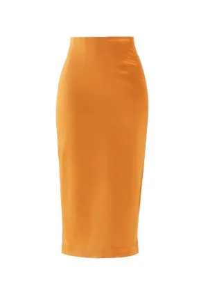 Satin Midi Pencil Skirt