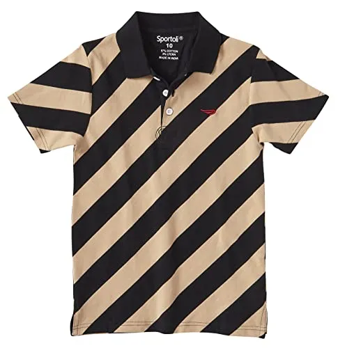 Sportoli Polo Shirts for Boys Short Sleeve Shirt Black Beige 10