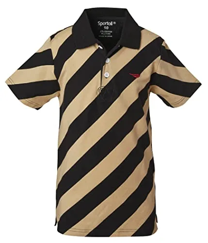 Sportoli Polo Shirts for Boys Short Sleeve Shirt Black Beige 10