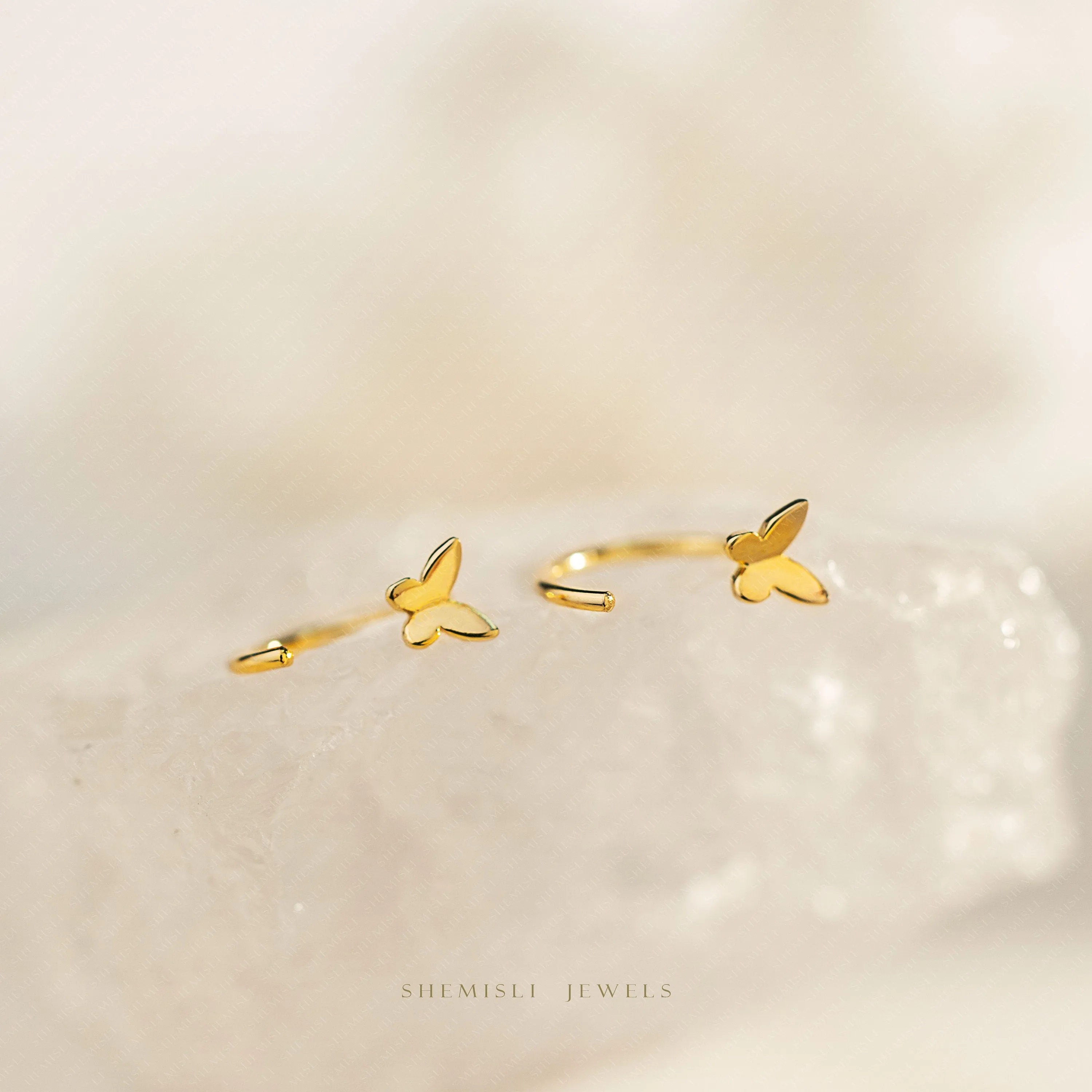 Tiny Butterfly Jackets Earrings, Gold, Silver SHEMISLI SJ026 NOBKG