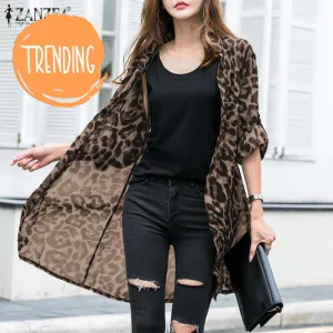 Trendy Leopard Cardigans Tunic Blouse