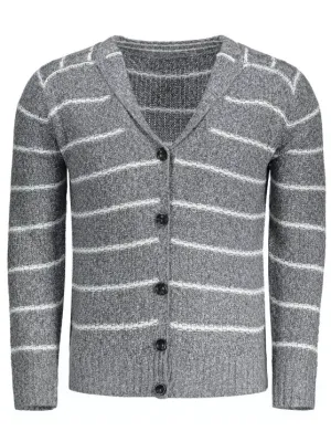 Trendy Shawl Collar Striped Cardigan