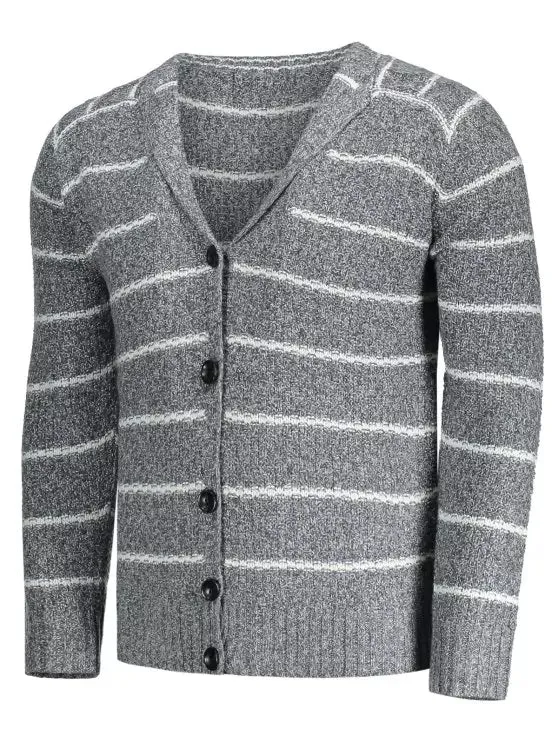 Trendy Shawl Collar Striped Cardigan