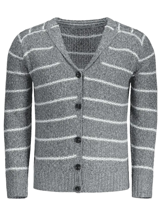 Trendy Shawl Collar Striped Cardigan