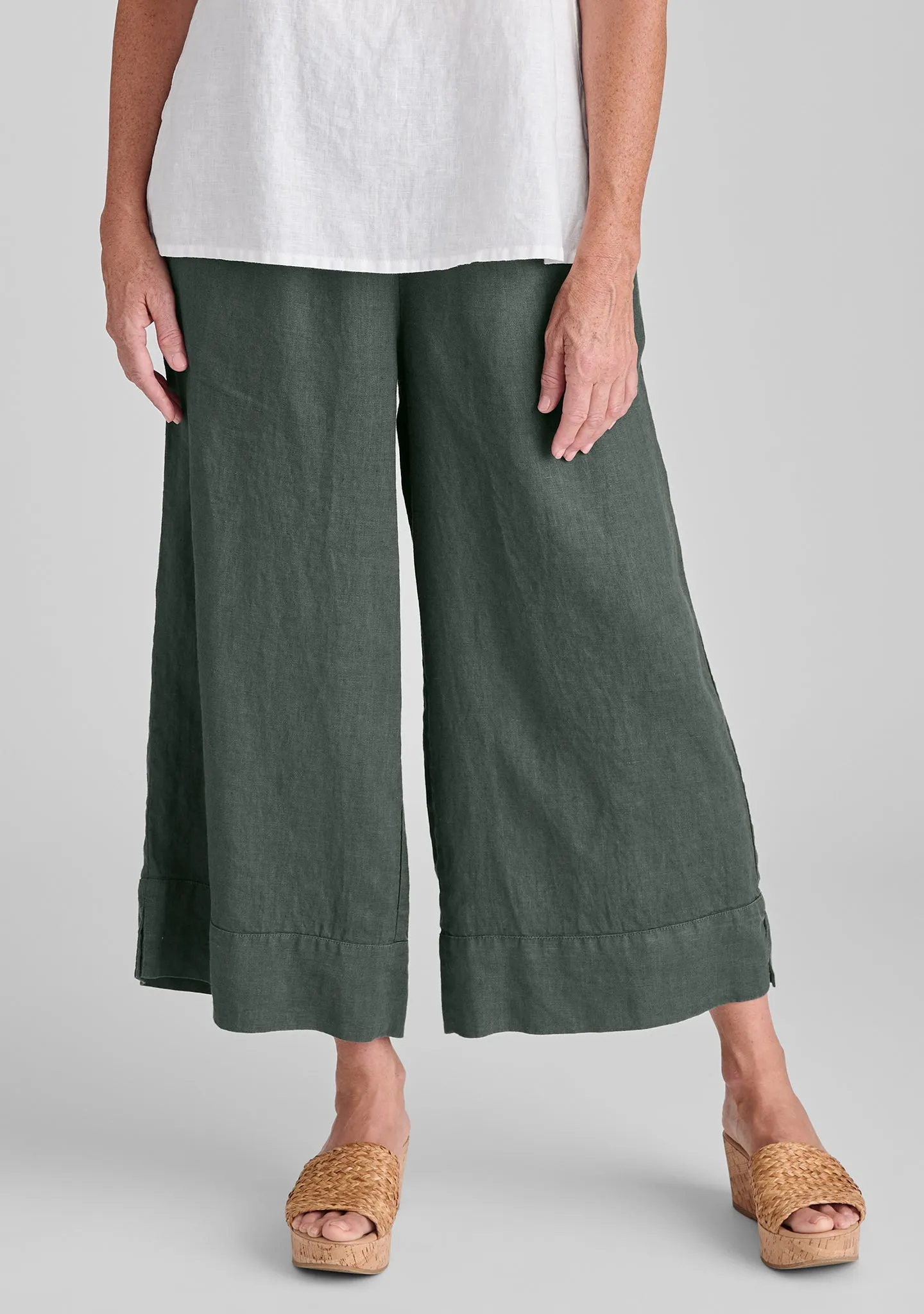 Vented Cuff Pant - Linen Pants With Elastic Waist