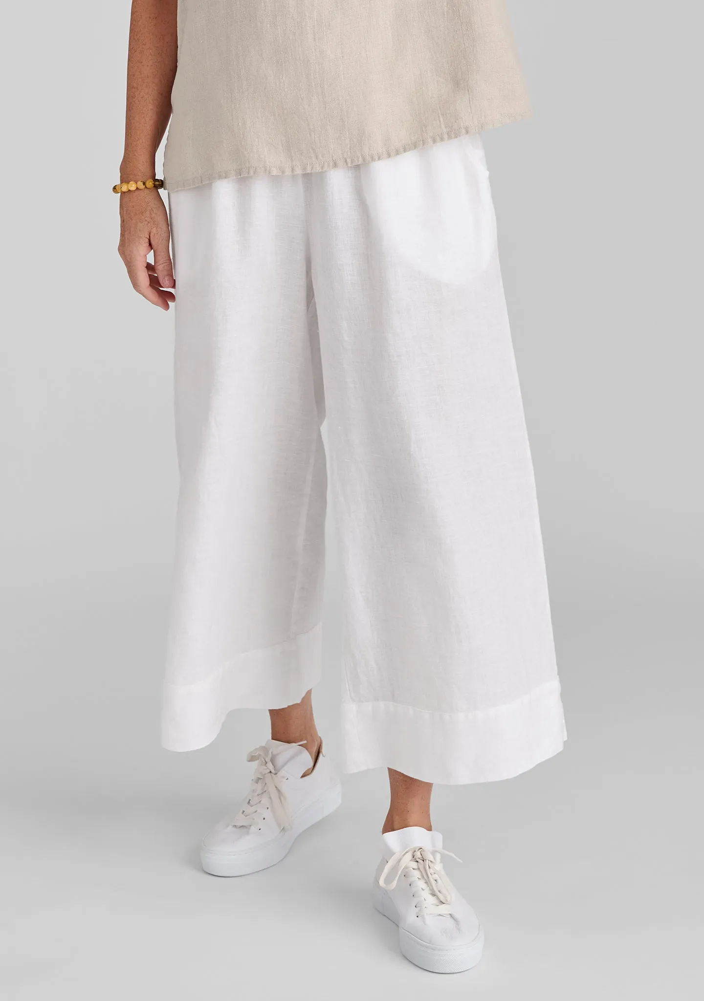 Vented Cuff Pant - Linen Pants With Elastic Waist