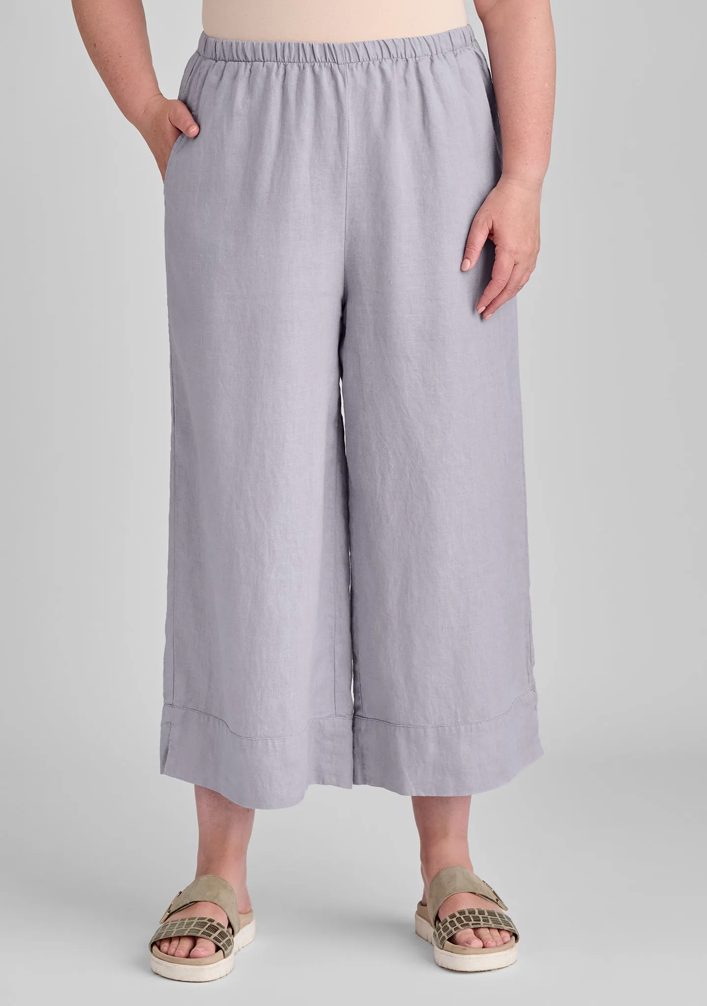 Vented Cuff Pant - Linen Pants With Elastic Waist