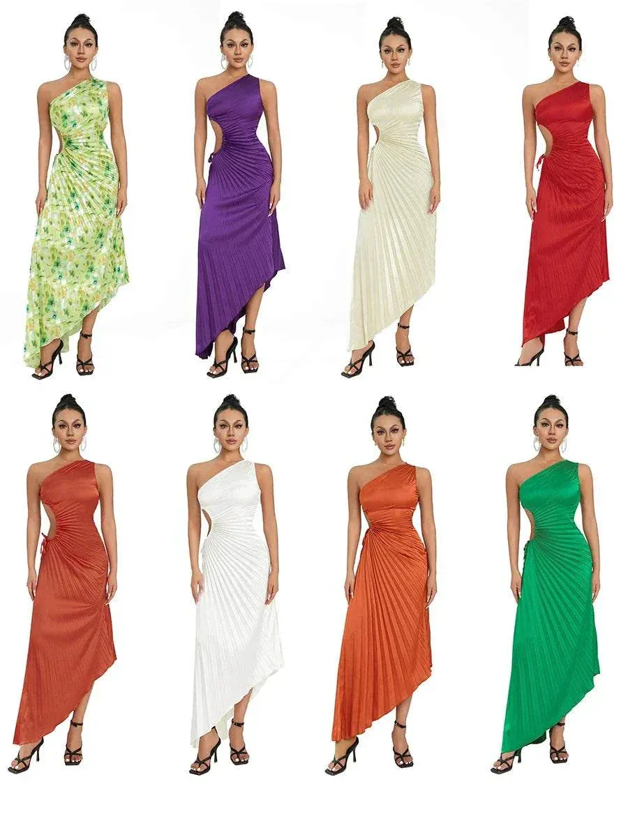 Women Long Dresses: Elegant Sleeveless One-shoulder Dress for parties