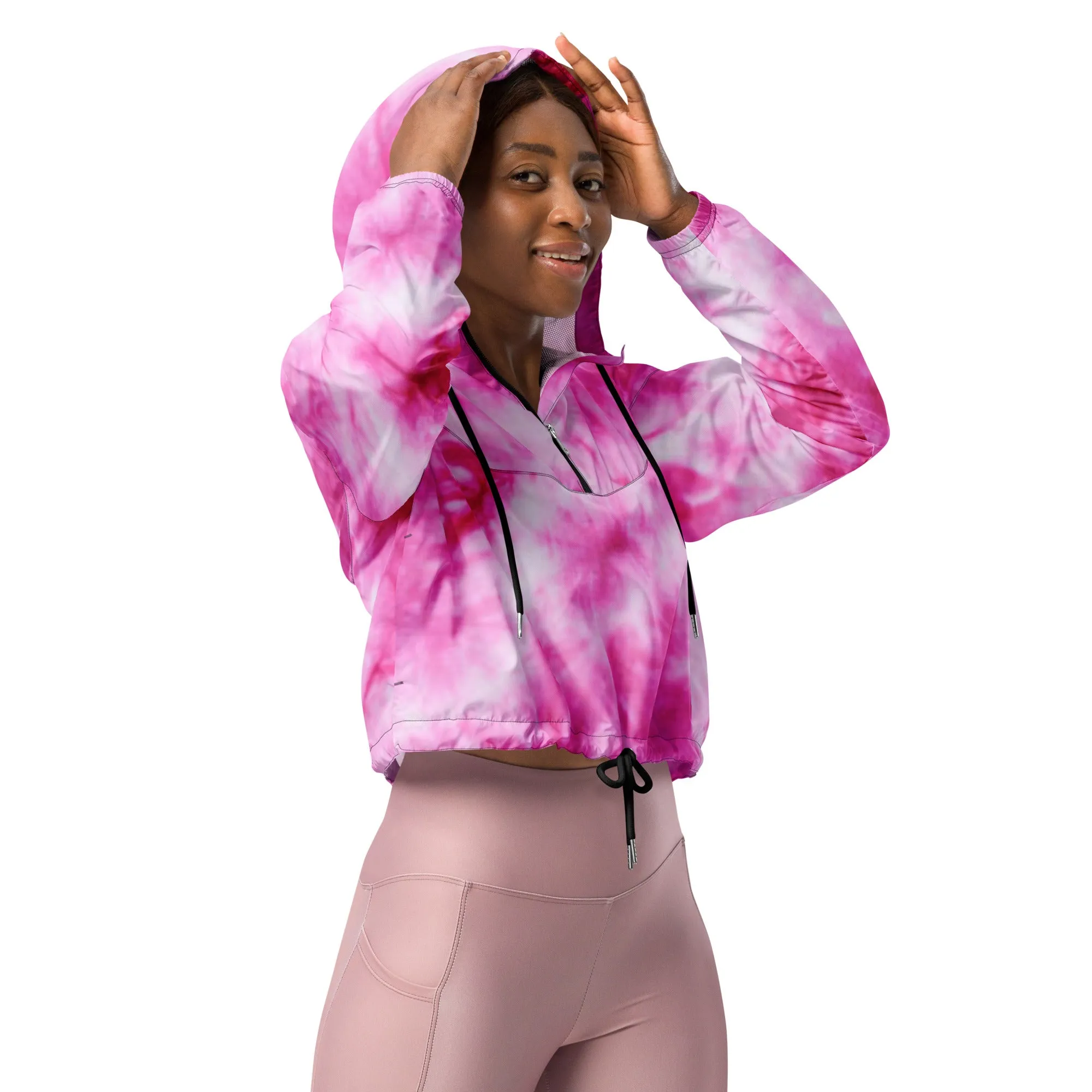 Women’s Cropped Windbreaker - Pink Tie-Dye - The Original