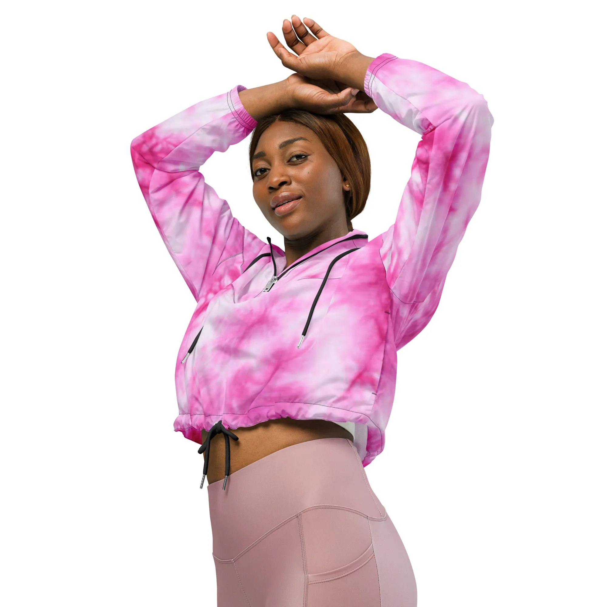 Women’s Cropped Windbreaker - Pink Tie-Dye - The Original